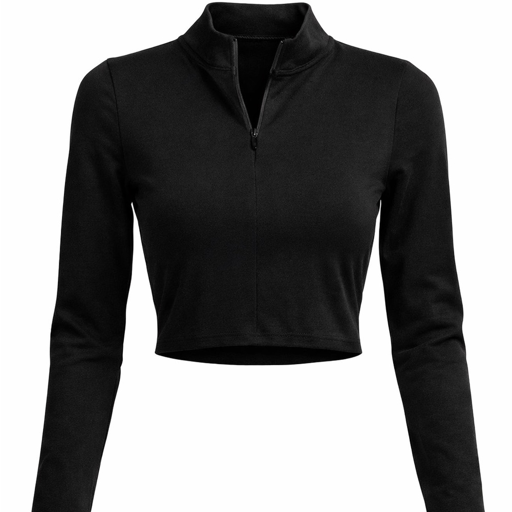 🖤 Naked Wardrobe Black Zip Crop Top (Size M)